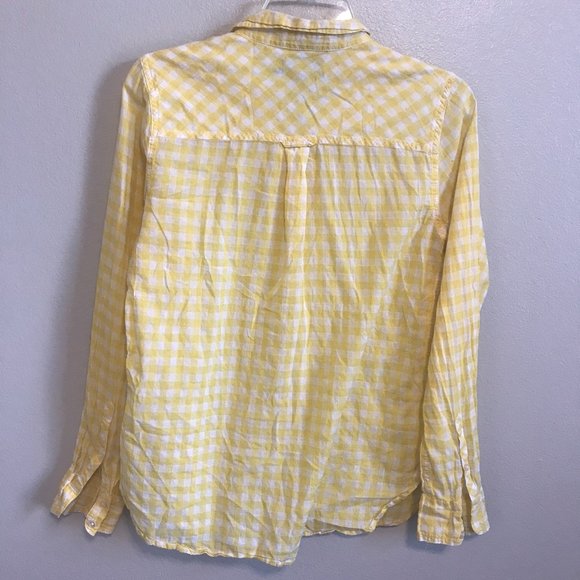 J.CREW Yellow Gingham Cotton Blend Classic Button Down Shirt Size 4 - Picture 6 of 6